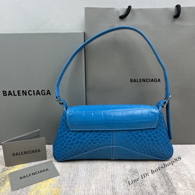 Balenciaga專櫃2022爆款XX系列腋下包 巴黎世家鱷魚藍肩背女包 fyj1263